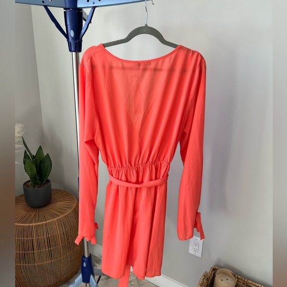 Boohoo Coral Tie Up Skater Dress - 14 - Picture 10 of 10